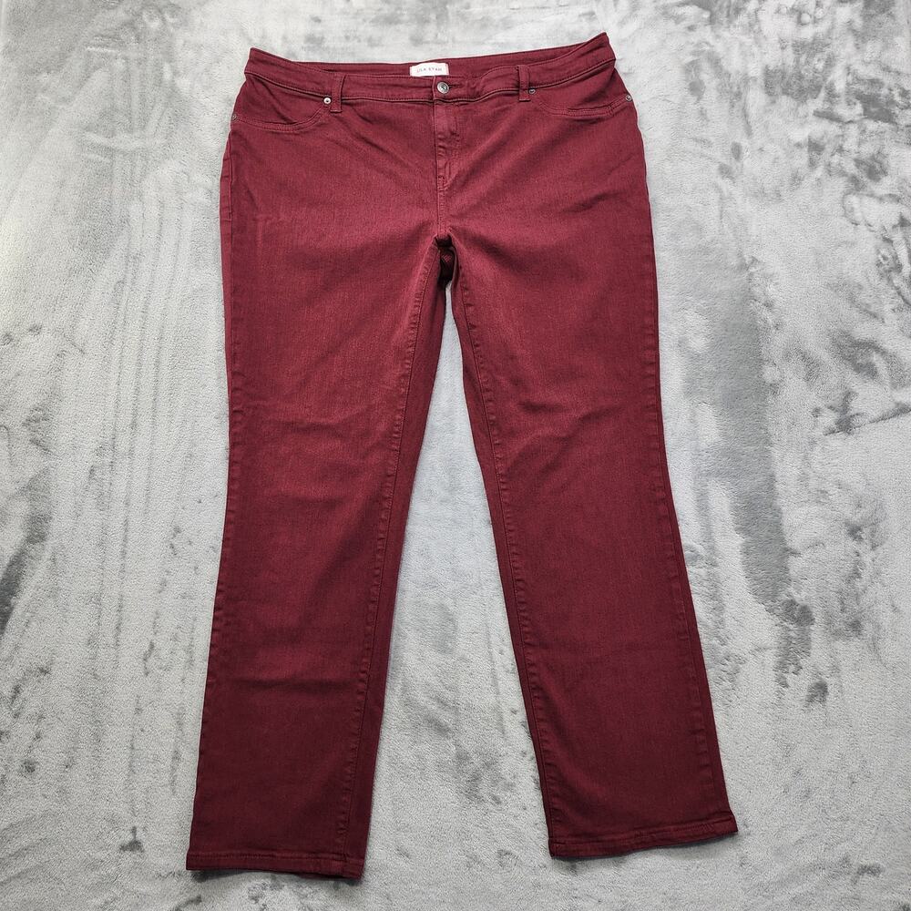 Lila Ryan Jeans Womens 18W Red Tuscany Slim Straight Crop Mid Rise Stretch Denim